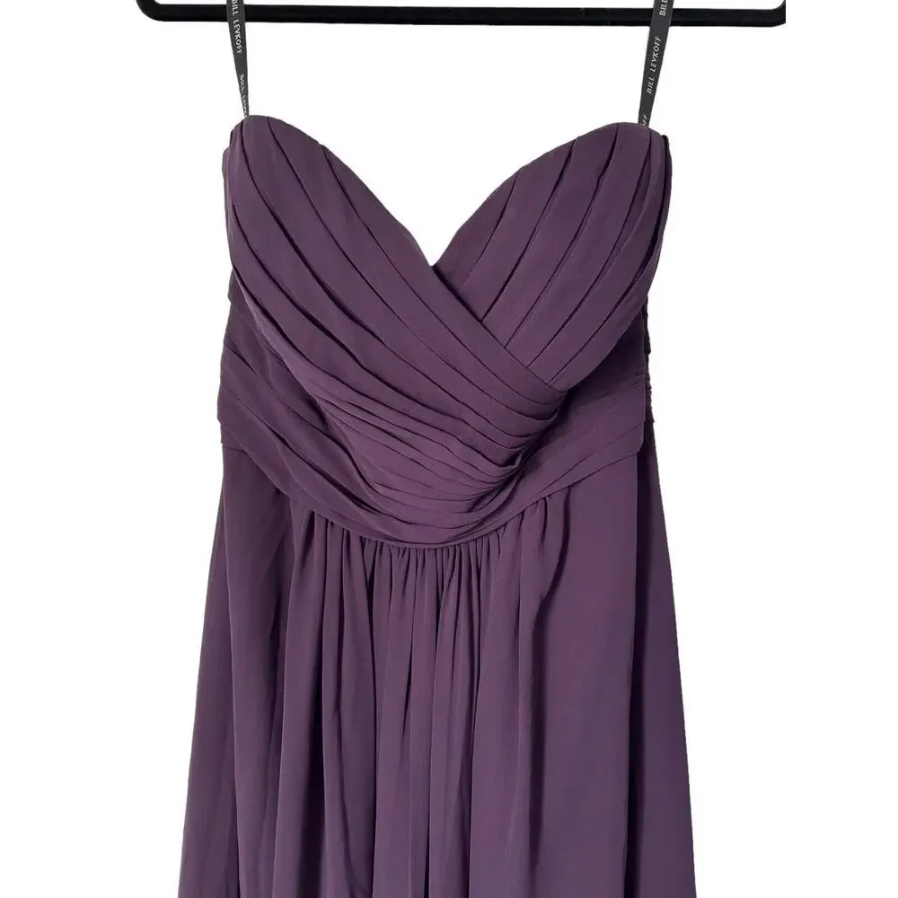 Bill Levkoff Dress Size 12 Chiffon Strapless Bridesmaid Evening Gown Formal Prom - Picture 2 of 9